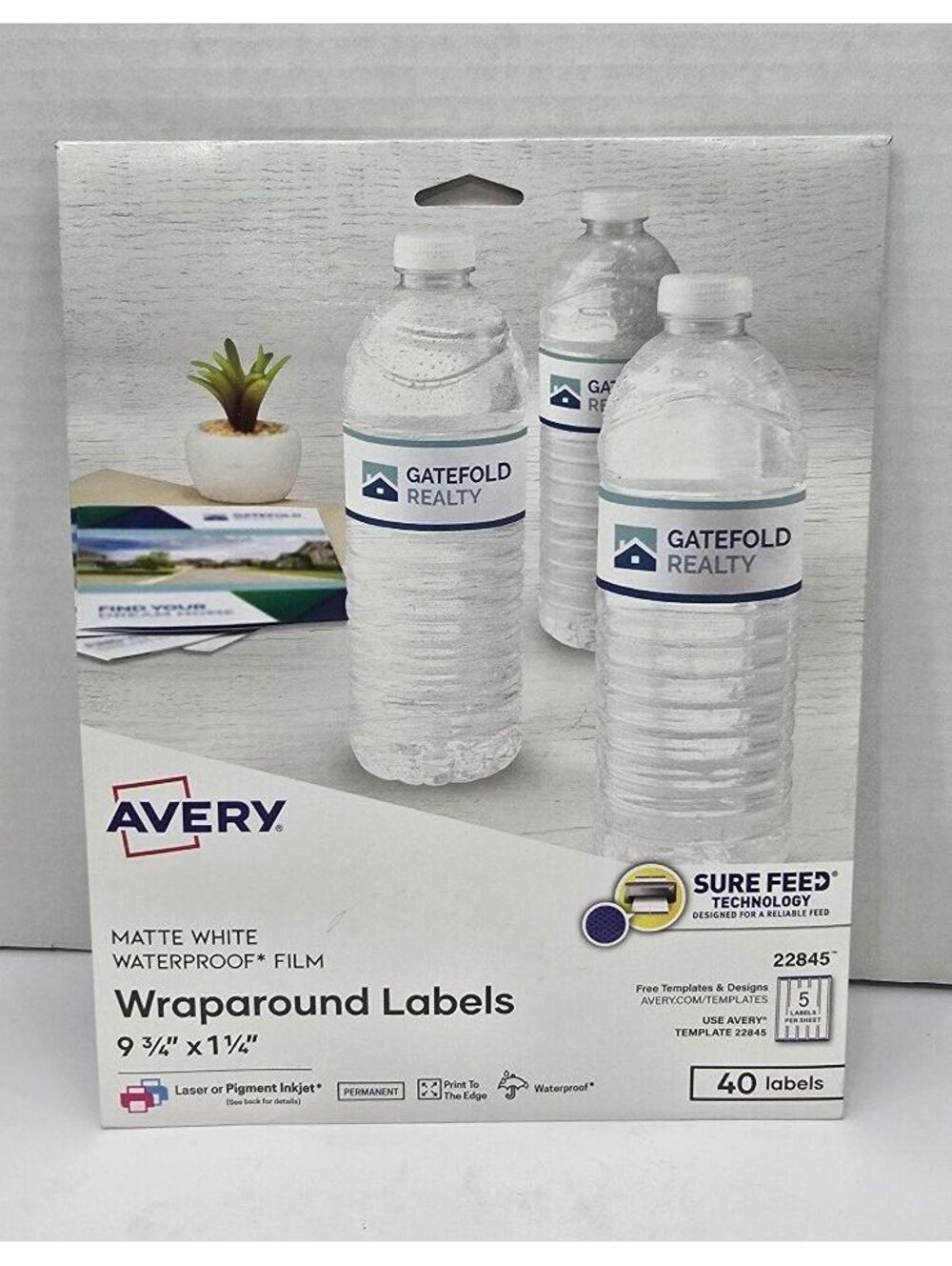 Avery Matte White Waterproof Wraparound Labels 9 3/4 x 1 1/2 - 40 Labels